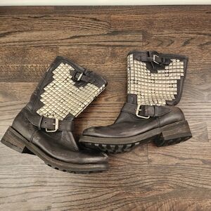 Ash Black and Silver Combat Boots